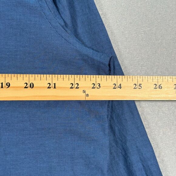 John Varvatos Button Up Shirt Mens 17 1/2 Regular Blue Modern Fit Casual‎ Solid - Picture 6 of 9